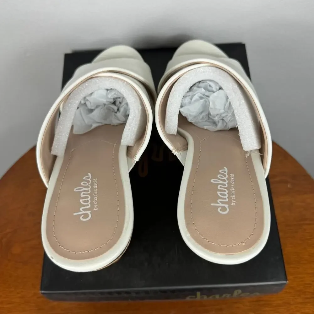 New Charles by Charles David Latrice Cork Wedge Sandal in White Women's Size 9
